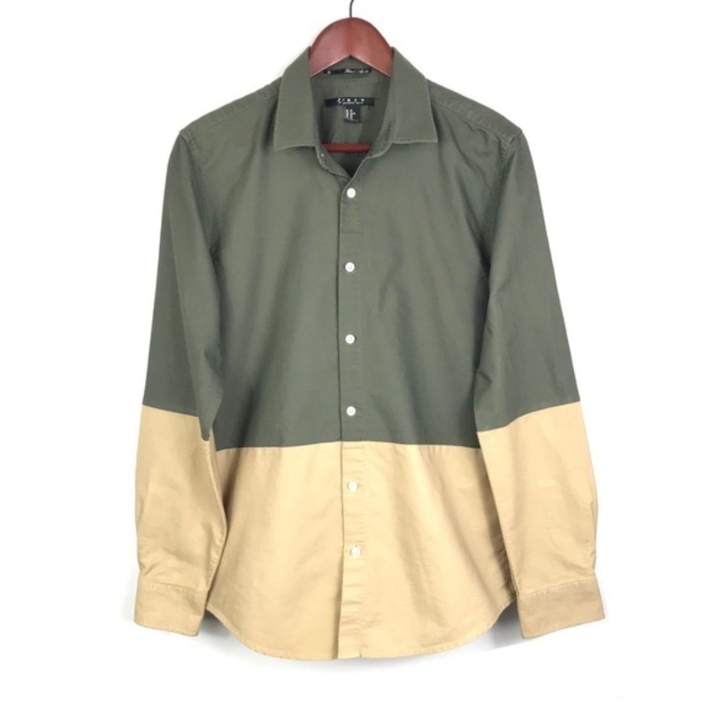 Vtg Forever 21 Mens Fitted Button Down Shirt 100% Cotton XS Heritage Granola